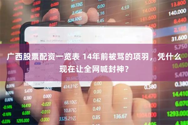 广西股票配资一览表 14年前被骂的项羽，凭什么现在让全网喊封神？